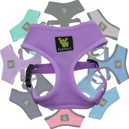EcoBark Lavender Dog Harness - Eco-Friendly Max Comfort Harnesses - Luxurious Soft Mesh Halter - Over the Head Harness Vest- No Pull and No Choke