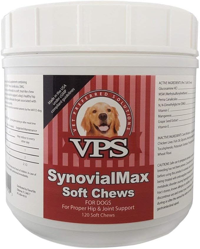 VPS SynovialMax Hip & Joint Soft Chews for Dogs, 120 count