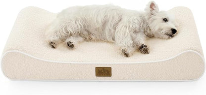 COZY KISS Orthopedic Dog Bed for Medium Dogs up to 65 lbs - Removable Washable Cover with Waterproof Lining & Non-Skid Bottom, Cotton-Polyester Blend Boat-Shaped Lounger Mattress, M(36x24x5.5in)/Beige