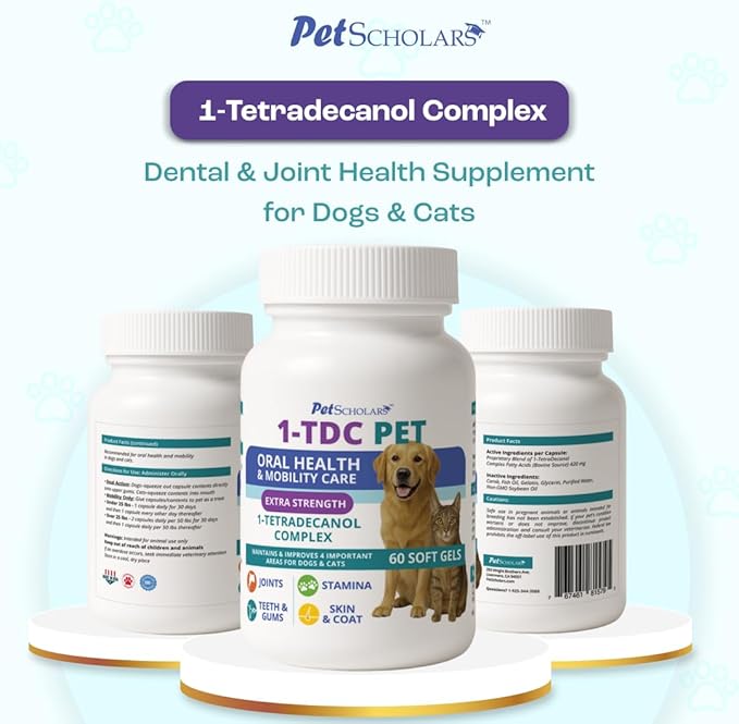 1TDC Dental & Joint Health Softgel Supplement for Dogs & Cats, Supports Oral Health, Stamina, Mobility, Muscle Strength & Recovery, Maintains Skin & Coat Health of Pets (60 Soft Gels)