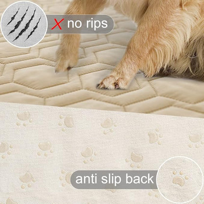 Tcksstex Waterproof and Non-Slip Dog Bed Cover and Pet Blanket Sofa Pet Bed Mat ，car Incontinence Mattress Protectors Furniture Couch Cover for Most Cats Dogs,Pets（52x82-Beige）