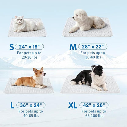 Dog Cooling Mat - Instant 6-12°F Drop, Cooling Mat for Pets Q-MAX >0.5 & Machine Washable, Anti-Slip Bottom, Cool Relief Bed for Dogs & Cats Light Gray 42" x 28"