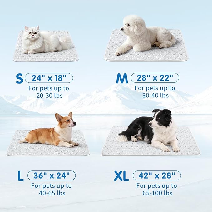 Dog Cooling Mat - Instant 6-12°F Drop, Cooling Mat for Pets Q-MAX >0.5 & Machine Washable, Anti-Slip Bottom, Cool Relief Bed for Dogs & Cats Light Gray 36" x 24"
