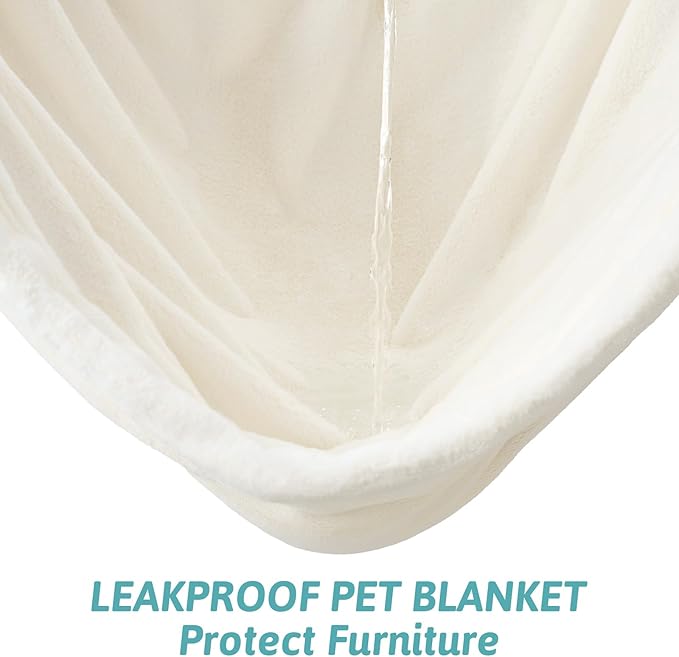 COZY KISS Luxury Faux Fur Throw Blanket Twin, Ultra Soft Waterproof Pet Blanket, Cozy Warm Plush Blanket for Bed Sofa Bedroom Living Room, Liquid Pee Proof for Large Dog or Cat, 60x80 inch, Cream