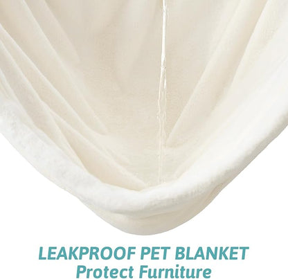 COZY KISS Waterproof Pet Blanket, Ultra Soft Luxury Faux Fur Throw Blanket for Couch, Cozy Warm Plush Blanket for Sofa Bedroom Living Room, Liquid Pee Proof for Large Dog or Cat, 40x60 inch, Cream