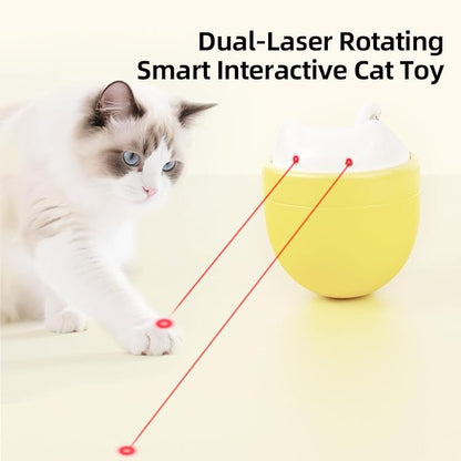 Upgraded Automatic Laser Cat Toy for Indoor Cats, interactive cat toy with Dual Rotating Beams 3 Modes Random Trajectory Motion Activated USB Rechargeable Cat Toys for Bored Indoor Adult Cats Kittens