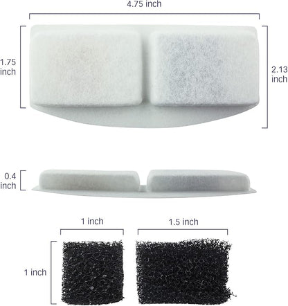 PET STANDARD Replacement Water Filter & 6 Pack Replacement Pre-Filter Sponges Compatible With VEKEN® 100oz/3L Automatic Pet Fountain, Pack of 12