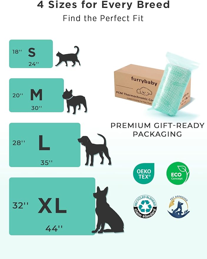 furrybaby Dog Cooling Mat Dog Bed, Extra-Thick Dog Crate Pad, Cat Bed, Washable Non-Toxic PCM Cooling Pad for Dogs Cats, Long Lasting Cooling for Crate Bed Indoor Outdoor Summer, 30x20, Mint