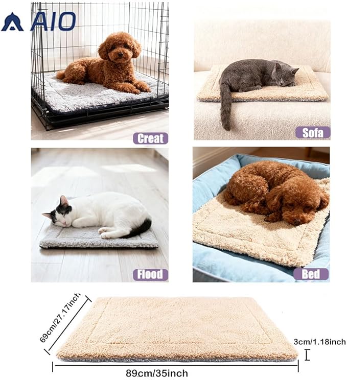 Self Heated Dog Mat Advanced Extra Warm Thermal Pet Warming Pad for Indoor Outdoor Pets with Removable Cover Non-Slip Bottom Washable Non Electric Self Warming Dog Bed, 27 * 35inch