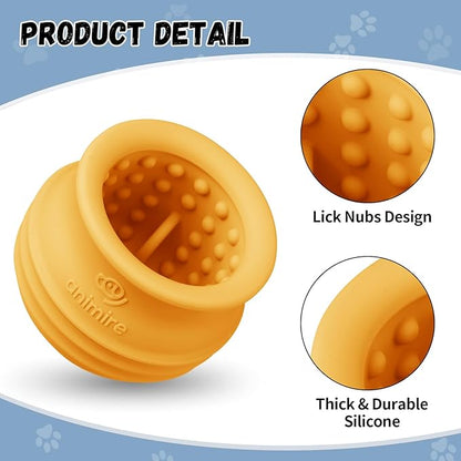 Treat Dispensing Dog Toy, Long-Lasting Interactive Puzzle Toys for Dogs, Stuffable Dog Enrichment Frozen Lick Treat Toy for Boredom, BPA Free Silicone Fetch Catch Chew Toy (Orange,S)