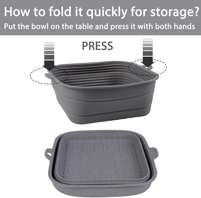 Collapsible Silicone Bowl for Camping, 170oz Silicone Foldable Salad Bowl, Portable Camping Travel Container for Outdoor Hiking Storage Mixing, Grey(QY102)
