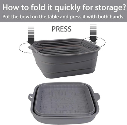 Collapsible Silicone Bowl for Camping, 170oz Silicone Foldable Salad Bowl, Portable Camping Travel Container for Outdoor Hiking Storage Mixing, Grey(QY102)