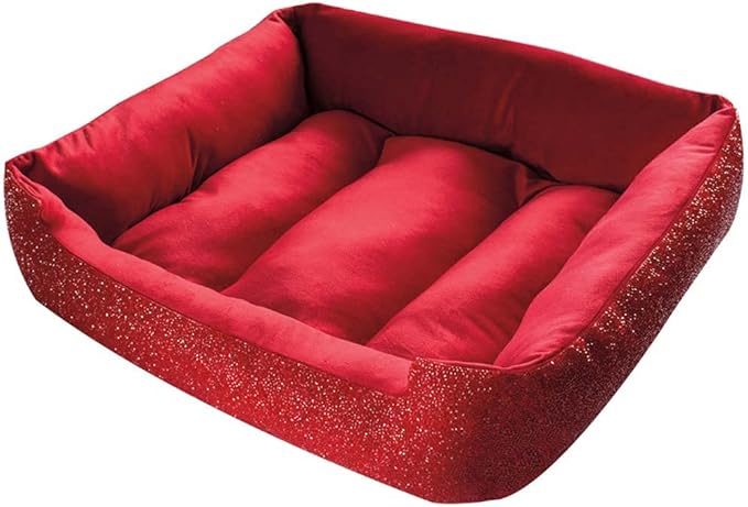 Sparkles Home Pet Bed, Sparkling Rhinestones, Soft, Comfortable Velvet, for Lounging Dogs, Cats, Pets, Red, Small, Sold Individually