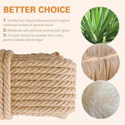 Barelove Cat Scratching Post Replacement, 4 Pieces Cat Scratcher Cat Tree Replacement Parts, 15.4'' x 2.67" Dia + 7.87“ x 2.67" DiaNatural Sisal Rope Cat Scratch Posts Include M8 Screws, Green