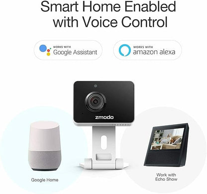 Zmodo 1080p 3pack Mini WiFi Camera, Two-Way Audio, Video Baby Monitor, Black with White, 3 Count (Pack of 1) (ZM-SH75D001-WA-3)