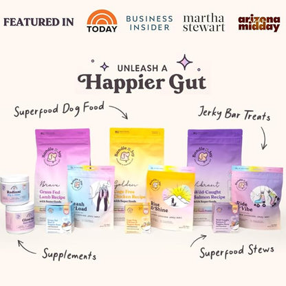 Bundle x Joy Glowing Skin and Coat Supplement for Dogs, 90 Soft Chews, Probiotics for Dogs with Colostrum, Omega 3 Fatty Acids, Salmon Oil, and Turmeric, Supports Seasonal Allergies & Itchiness