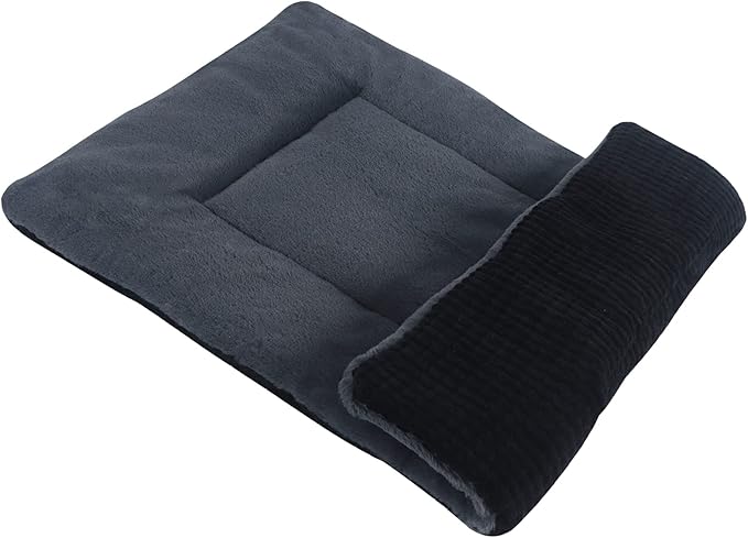 Reversible Dog Bed Mat with Plush and Corn Velvet,Soft Warm Pet Cushion, Dual Purpose Washable Sleeping Mattress Bed for Small Medium Large Dog and Cat XB004 (42"x28", Dark Grey)