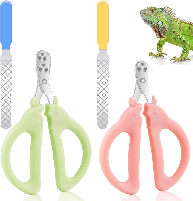 Cat Nail Clippers with Nail File, Kitten Claw Nail Clippers for Trimming, Stainless Steel Pet Bearded Nail Clippers Tool for Dragon, Guinea Pig, Rabbits, Birds, Ferret Small Breed Animals(Green/Pink)