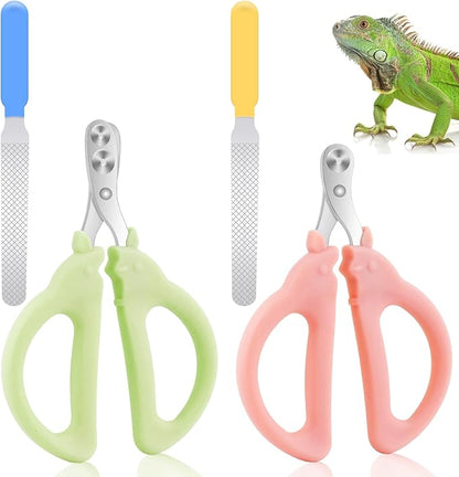 Cat Nail Clippers with Nail File, Kitten Claw Nail Clippers for Trimming, Stainless Steel Pet Bearded Nail Clippers Tool for Dragon, Guinea Pig, Rabbits, Birds, Ferret Small Breed Animals(Green/Pink)
