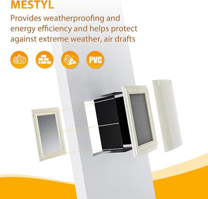 mestyl Dog Door for Wall, Pet Door, Doggie Door with Telescoping Tunnel, Double Magnetic Flaps and Sliding Lock Panels, 3-Flap Dog Door and Cat Door, Easy to Install, White, Large