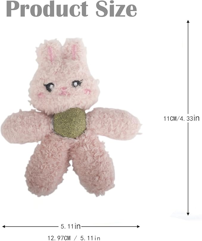 Cat Toys with Catnip Kitten Chew Bite Supplies Boredom Relief Fluffy Kitty Teeth Cleaning Chewing Cat Lovers Interactive Plush Gift (Panda&Bear)