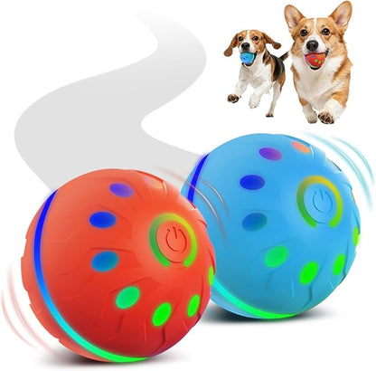 Zoomsnail 2 Pack Interactive Dog Ball Toy, BPA-Free Rechargeable Automatic Rolling Ball Toys with Lights & 2 Modes, Waterproof Dog Balls to Offer Entertainment, Ideal Gifts for Small & Medium Dogs