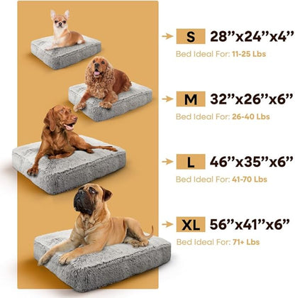 Bessie and Barnie Frosted Willow Extra Plush Shag Faux Fur Luxury Sicilian Rectangle Pet/Dog Bed (Multiple Sizes)