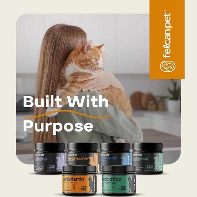 Cat Multivitamin Powder – Daily Nutritional Topper with 17 Active Nutrients, Taurine, Omega 3 & Glucosamine – Supports Energy and Overall Vitality – Cat Supplements – 120 Scoops