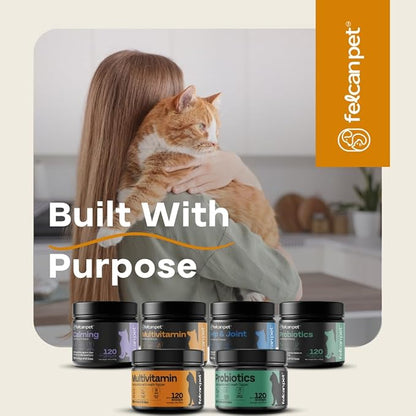 Cat Multivitamin Powder – Daily Nutritional Topper with 17 Active Nutrients, Taurine, Omega 3 & Glucosamine – Supports Energy and Overall Vitality – Cat Supplements – 120 Scoops