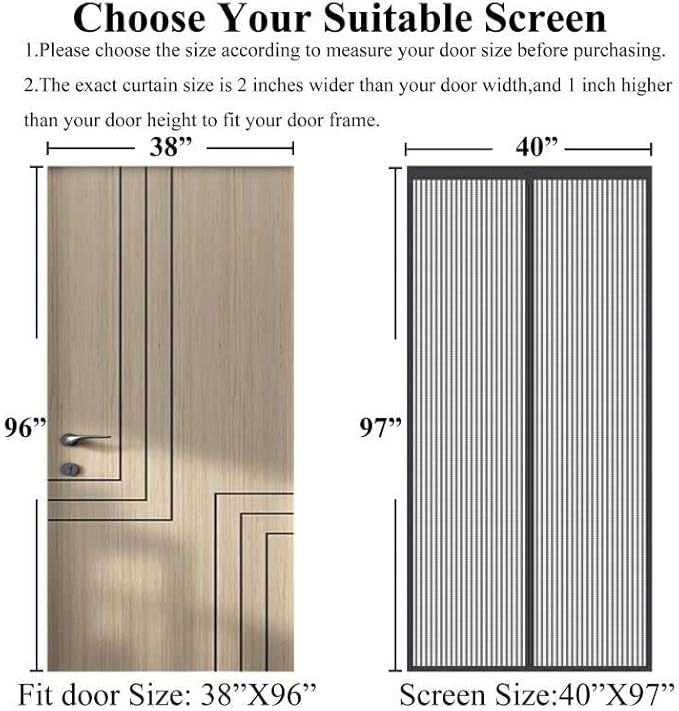 Mpmedo Magnetic Screen Door Upgraded-Model Full Strip Magnets,Reinforced Heavy Duty Mesh Screen Doors Magnets,Full Frame Seal Retractable Door Screen Magnetic Closure for Single Front Sliding Door