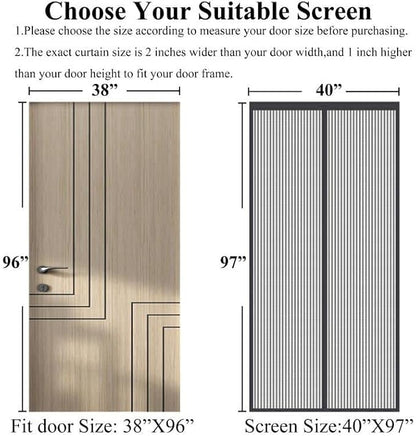 Mpmedo Magnetic Screen Door Upgraded-Model Full Strip Magnets,Reinforced Heavy Duty Mesh Screen Doors Magnets,Full Frame Seal Retractable Door Screen Magnetic Closure for Single Front Sliding Door