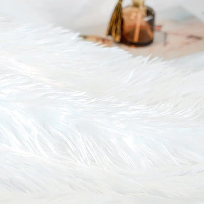 JONIYEAR Extra Large Decorative Fluffy Faux Fur Blanket Full Size 71" x 80", Soft Luxury Lightweight Furry Blankets, Accent Cozy Shaggy Plush Fuzzy Blankets for Bed, Thick Warm Winter Blanket, White