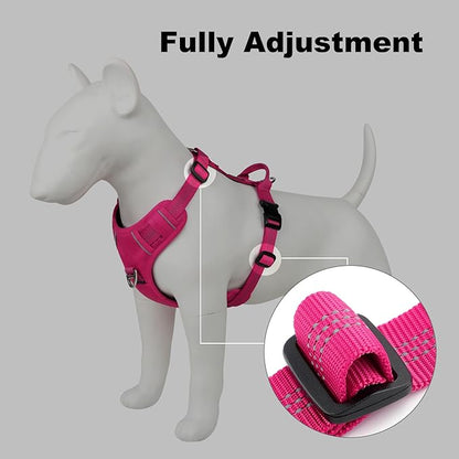 Plutus Pet No Pull Dog Harness, Reflective Adjustable Dog Vest Harness with Handle, Escape Proof, Soft Padded for Small Medium Large Dogs (Hot Pink, S)
