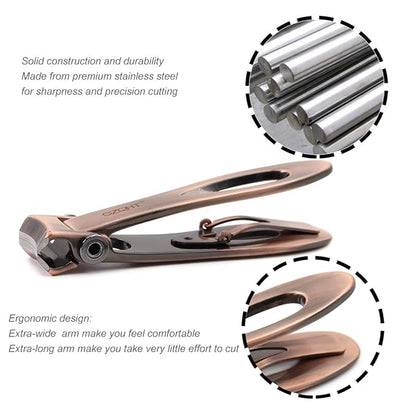 SZQHT Ultra Wide Jaw Opening Nail Clippers Set, Toenail Clippers for Thick Nails, Heavy Duty Nail Cutter, Stainless Steel Toe Nail Clippers for Seniors, Men & Women Manicure,Pedicure,Big(Bronze)