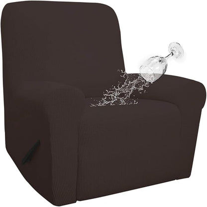 Easy-Going 100% Waterproof Recliner Cover, Dual Waterproof Couch Cover for Recliner, 1- Piece Jacquard Sofa Cover, Leakproof Sofa Slipcover for Kids, Pets, Dog and Cat (Recliner, Chocolate)
