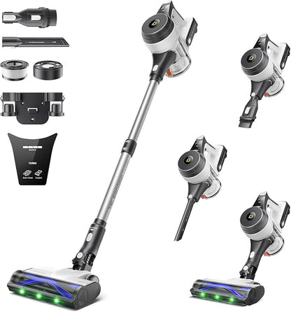YONNDER Cordless Vacuum Cleaner, 550W 55KPA 70Mins Powerful Vacuum Cleaners for Home, with Anti-Tangle, LED Display Screen, Self-Standing Stick Vacuum for Hardwood Floors/Pet Hair/Carpet, M1