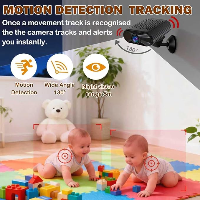 Mini HD 4K Wireless Camera Portable Nanny Cam with Night Vision, Motion Detection, and Phone App Live View - Compact Security Pet Camera for Home/Office 24/7 Cycle Save Video (Small)
