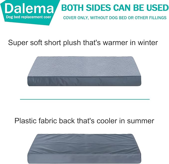 Dog Bed Cover 53L x 36W x 4H Inch,Heavy Duty Durable Waterproof Fluffy Soft Short Plush Replacement Dog Bed Covers,Washable Removable Pet Bed Mattress Cover with Zipper.Grey