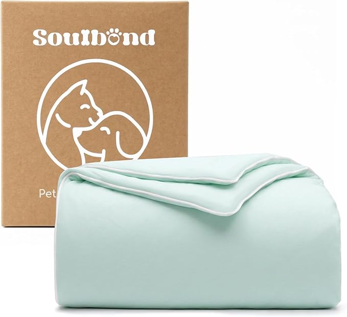 Soulbond Cooling Blanket for Extra Large Dogs - Q-MAX>0.45, Washable Cool Pet Cats Throw Blanket for Hot Weather, Self-Cooling Soft Dog Mat for Bed Crates Couch Sofa Cars(50"x60", Mint Green)
