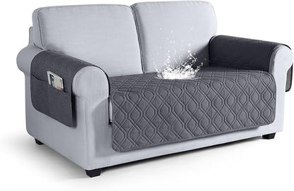 VANSOFY Couch Cover, Waterproof Sofa Covers Washable Slipcover Furniture Protector Couch Seat Covers Non-Slip Couch Cover for Dogs, Pets(Loveseat, Dark Gray)