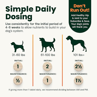 VetriScience Glycoflex 3 Clinically Proven Hip and Joint Supplement for Dogs - Maximum Strength Dog Supplement with Glucosamine, MSM, Green Lipped Mussel & DMG - 2 Pack (120 Chewable Tablets Each)