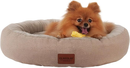 CLAYCLAY Cozy Round Cat Bed – Soft, Comfortable Cushion for Cats & Kittens – Non-Slip, Machine Washable, Plush Sleep Bed for Cats, Ideal for Resting & Napping up to 30lbs