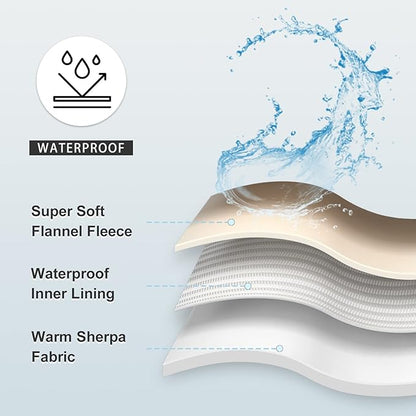 Waterproof Blanket for Bed Couch Sofa, Soft Liquid Pee Proof Pet Blanket for Dog Puppy Cat, Reversible Sherpa Fleece Furniture Protector (Brown, 50x60 inches)