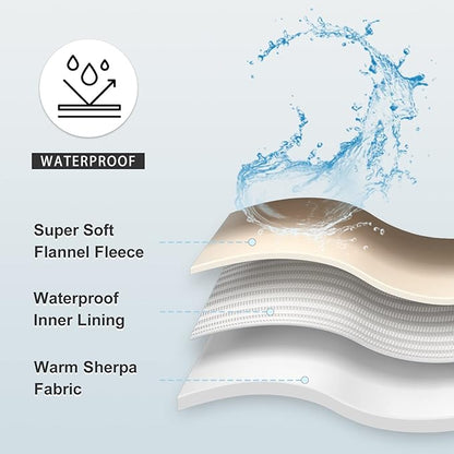 Waterproof Blanket for Bed Couch Sofa, Soft Liquid Pee Proof Pet Blanket for Dog Puppy Cat, Reversible Sherpa Fleece Furniture Protector (Grey, 30x40 inches)