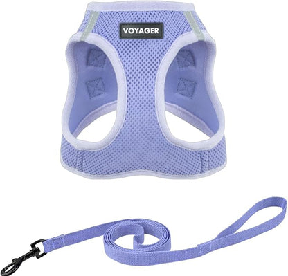 Voyager Step-in Pet Harness - All Weather Mesh, Adjustable Step in Harness for Cats and Dogs by Best Pet Supplies - 307 Set Lavender, XXXS