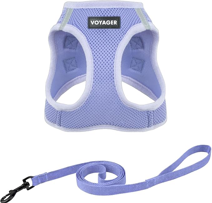 Voyager Step-in Pet Harness - All Weather Mesh, Adjustable Step in Harness for Cats and Dogs by Best Pet Supplies - 307 Set Lavender, S