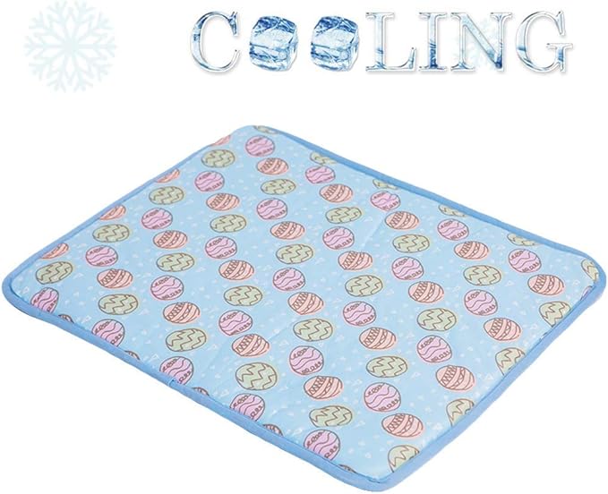 SEIS Dog Ice Pad Ice Silk Cats Kennel Mat Pet Cooling Pad Summer Cool Bamboo Mat Breathable Pad (Blue, L