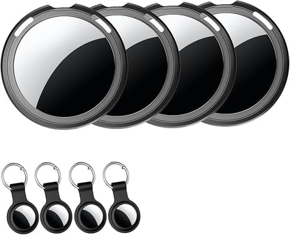 4 Pack Tracker Tags [Apple MFi Certified] Bluetooth Air Tracker Pair with Apple Find My (iOS Only) Smart Tracking Tags Keys Finder Item Locator Worldwide Tracker for Pets Backpack Wallet Dogs Luggage