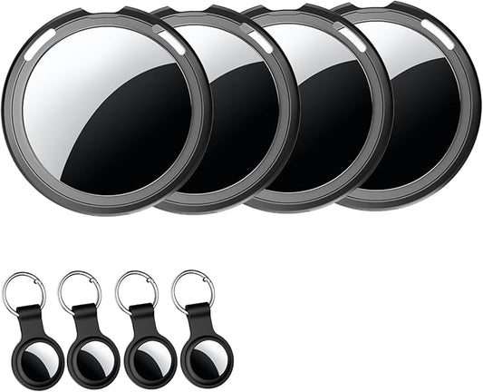 4 Pack Tracker Tags [Apple MFi Certified] Bluetooth Air Tracker Pair with Apple Find My (iOS Only) Smart Tracking Tags Keys Finder Item Locator Worldwide Tracker for Pets Backpack Wallet Dogs Luggage