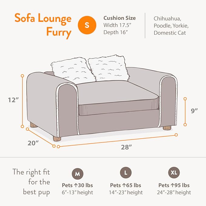 Moots Furry Pet Sofa Lounge, Charcoal, Small